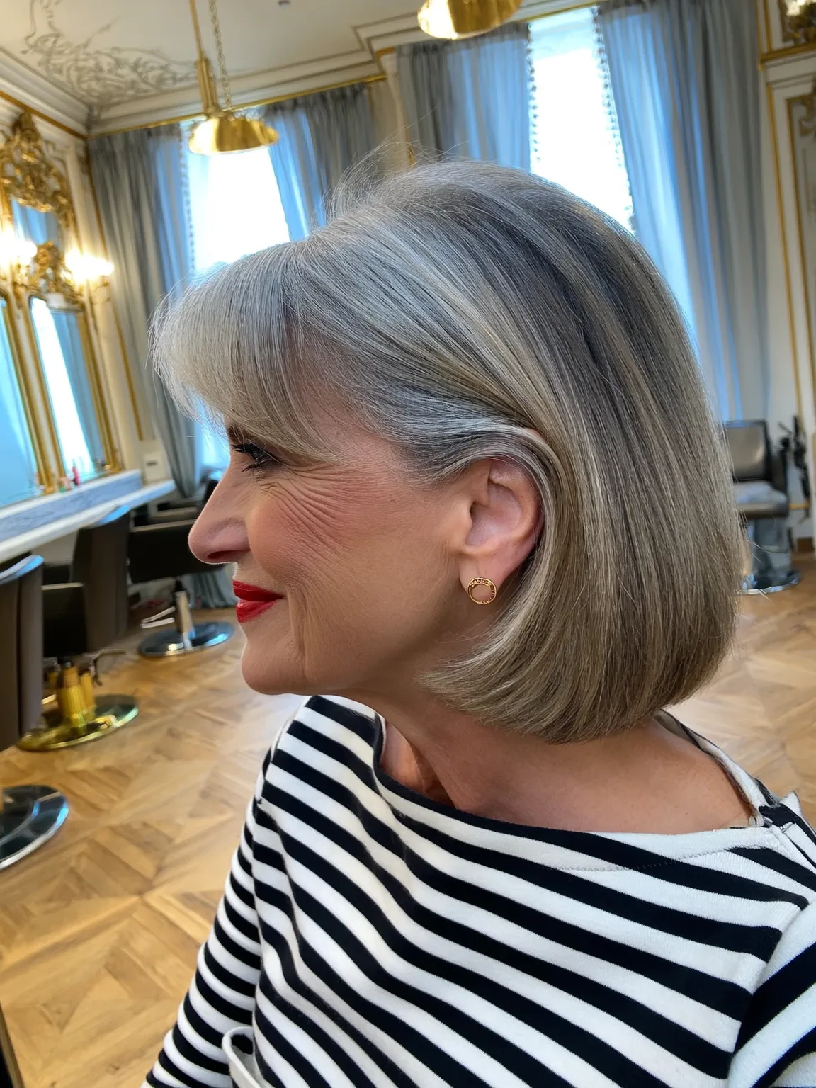 Classic Silver Frost Bob with Subtle Dark Ash Depth